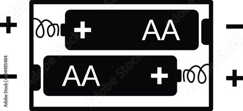 AA battery icon. AA battery box sign. AA battery holder case. flat style.