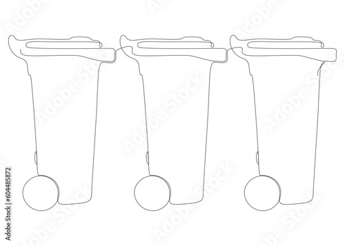 One continuous line of Garbage Bin. Thin Line Illustration vector concept. Contour Drawing Creative ideas.