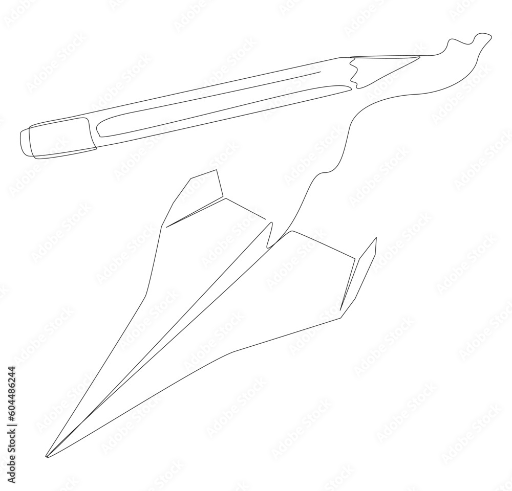 One continuous line of Paper Airplane drawn by with felt tip pen. Thin Line Illustration vector concept. Contour Drawing Creative ideas. One continuous line of Paper Airplane drawn by with felt tip pen. Thin Line Illustration vector concept. Contour Drawing Creative ideas.