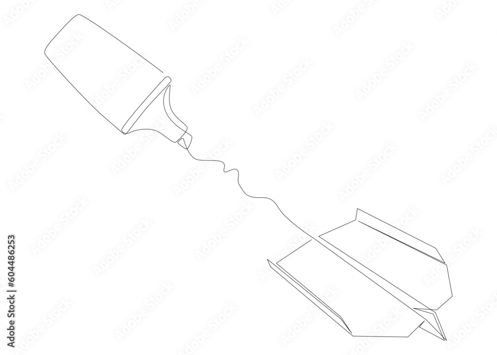 One continuous line of Paper Airplane drawn by with felt tip pen. Thin Line Illustration vector concept. Contour Drawing Creative ideas. One continuous line of Paper Airplane drawn by with felt tip pen. Thin Line Illustration vector concept. Contour Drawing Creative ideas.