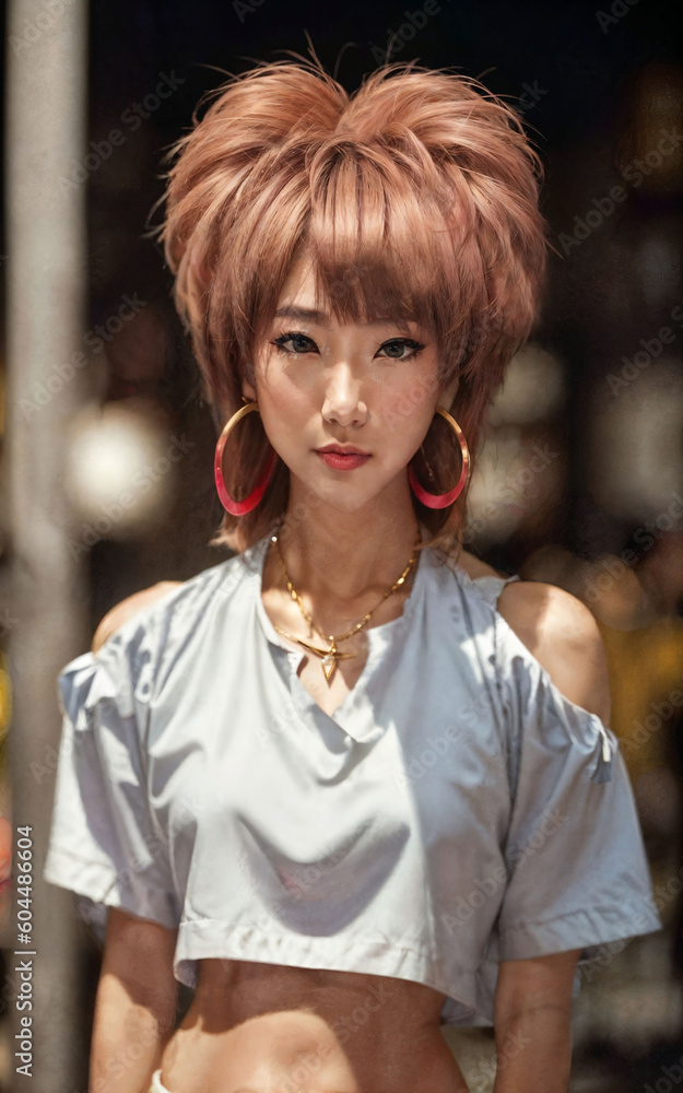 naughty young Thai asian woman with trending fashion style cloth , generative AI