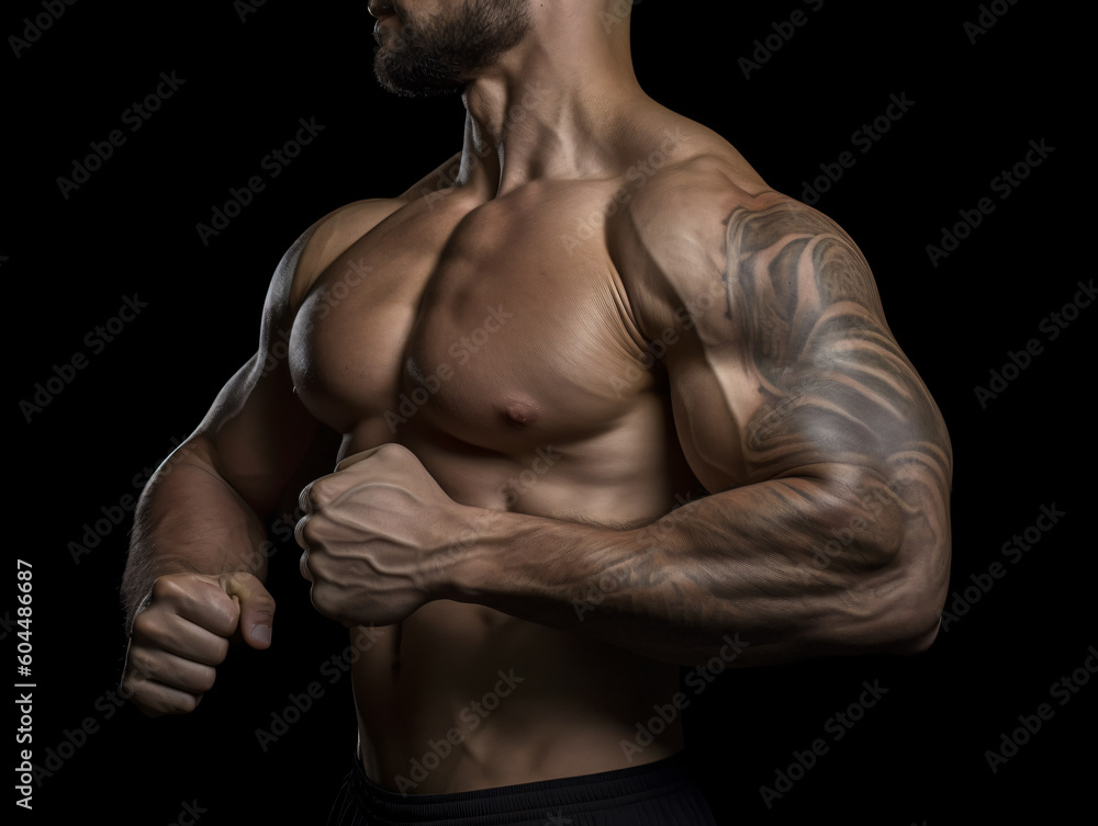 Fototapeta premium Close-up Arm muscles biceps Generative ai
