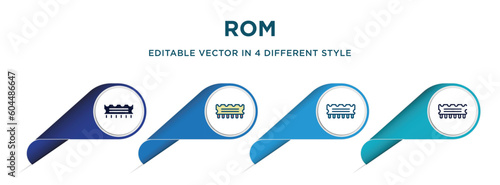 rom icon in 4 different styles such as filled, color, glyph, colorful, lineal color. set of vector for web, mobile, ui