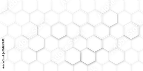 White hexagon 3D background texture