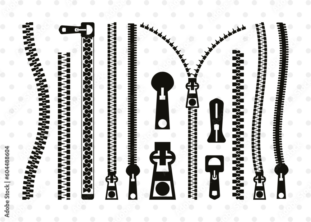 Zipper SVG Bundle, Zipper Silhouette, Black Zipper Svg, Zipperstop Svg