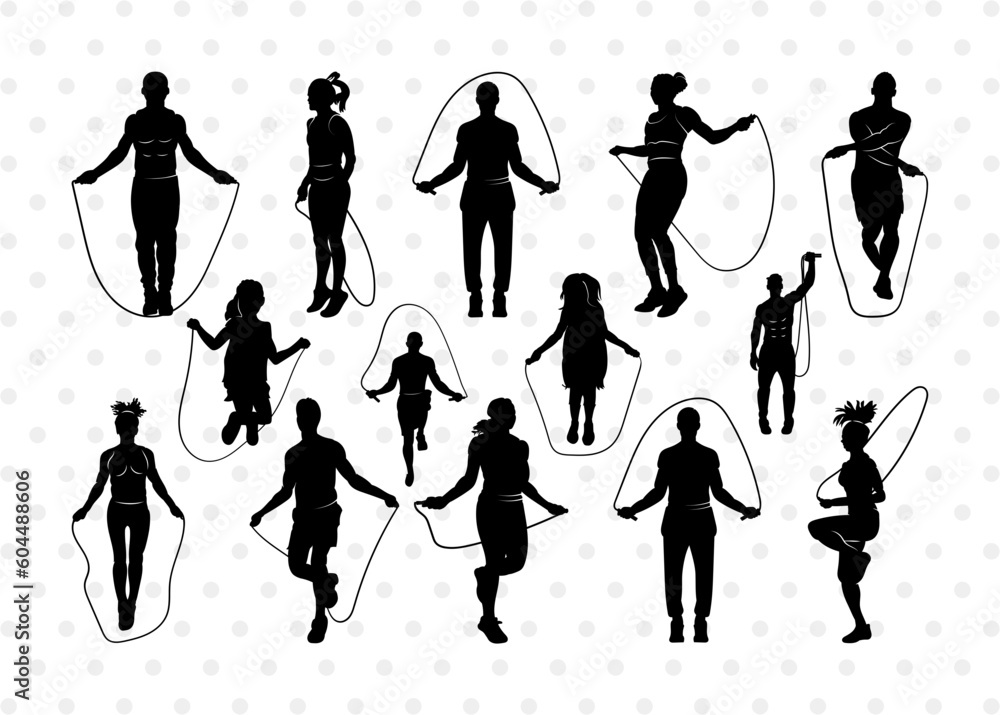 Jumping Rope SVG, Rope Silhouette, Skipping Player Svg, Jump Rope Svg