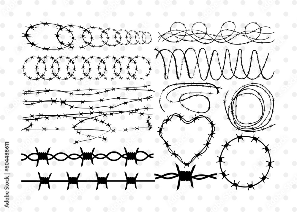 Barbed Wire SVG Cut Files, Barbed Wire Silhouette, Wire Svg, Border