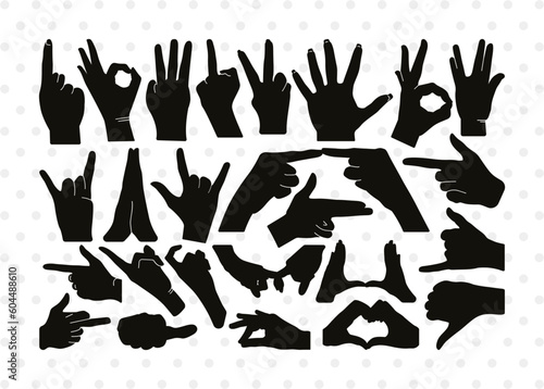 Hand Sign SVG Bundle, Hand Sign Silhouette, Ok Sign Svg, Peace Hand Sign Svg, V sign Svg, Hand Symbol Svg, Rock Hand Symbol Svg, Hand Sign Bundle