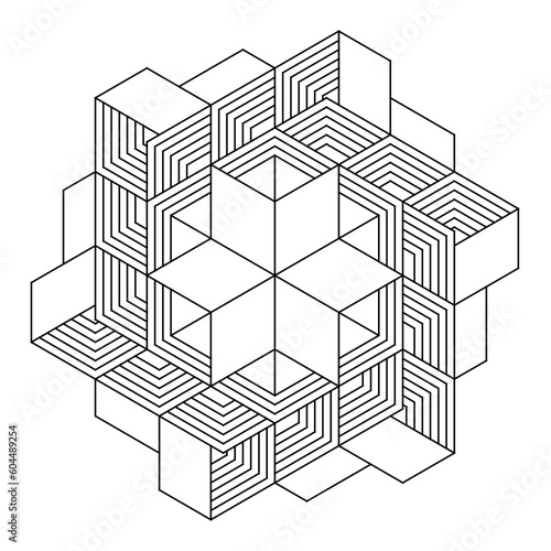 Easy Coloring Pages for Adults.Coloring Page of geometric abstract mandala. Simple mandala in a hexagon shape. EPS 8. #669