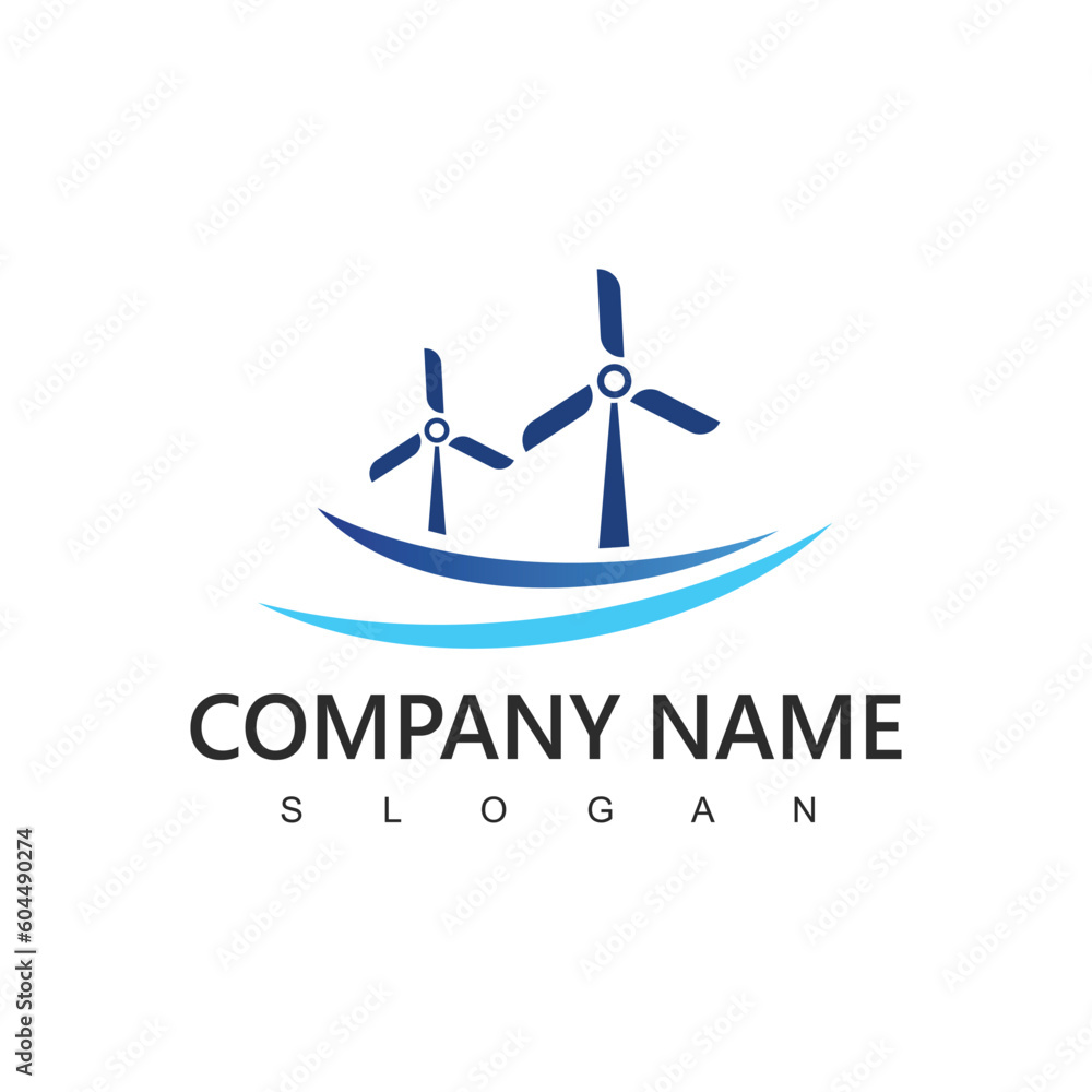 Wind Power Logo, Renewable Energy Concept, Wind Turbine Icon Wind Power Logo, Renewable Energy Concept, Wind Turbine Icon