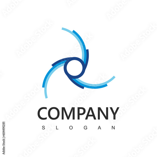 Wind Power Logo, Renewable Energy Concept, Wind Turbine Icon