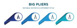 big pliers icon in 4 different styles such as filled, color, glyph, colorful, lineal color. set of vector for web, mobile, ui