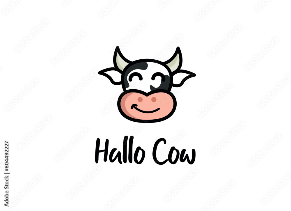 Happy cow logo vector illustration.