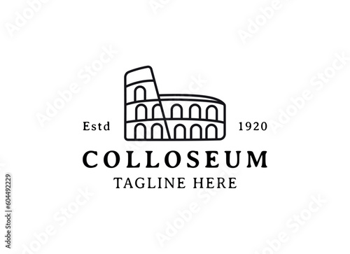Vector logo of the city of Rome, Italy. Colosseum logo design vector illustration
