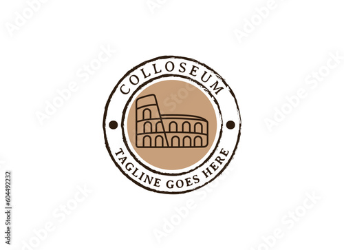 Vector logo of the city of Rome, Italy. Colosseum logo design vector illustration