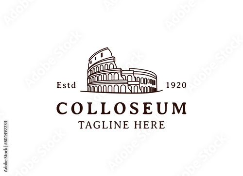 Vector logo of the city of Rome, Italy. Colosseum logo design vector illustration