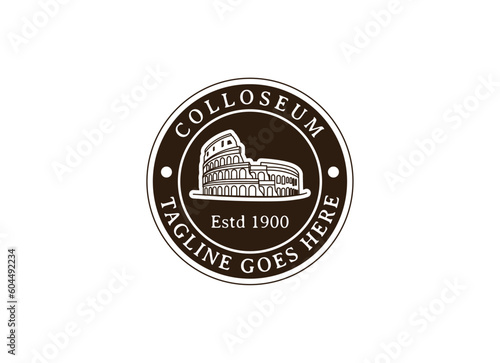 Vector logo of the city of Rome, Italy. Colosseum logo design vector illustration