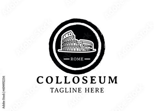Vector logo of the city of Rome, Italy. Colosseum logo design vector illustration