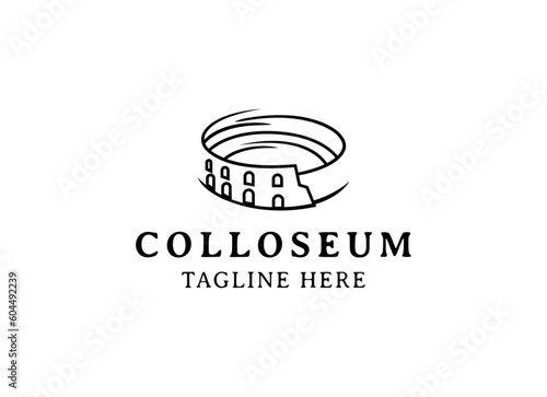 Vector logo of the city of Rome, Italy. Colosseum logo design vector illustration