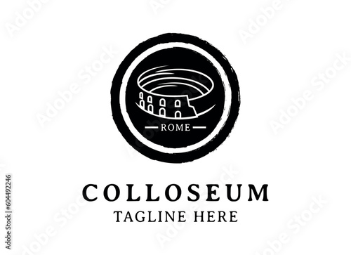 Vector logo of the city of Rome, Italy. Colosseum logo design vector illustration