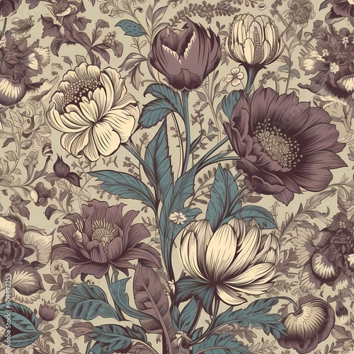 Victorian floral pattern in muted tones
