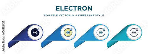 electron icon in 4 different styles such as filled, color, glyph, colorful, lineal color. set of vector for web, mobile, ui
