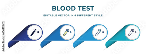 blood test icon in 4 different styles such as filled, color, glyph, colorful, lineal color. set of vector for web, mobile, ui