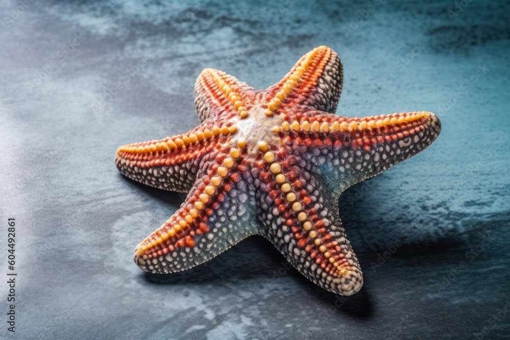 vibrant starfish resting on a blue background Generative AI vibrant starfish resting on a blue background Generative AI