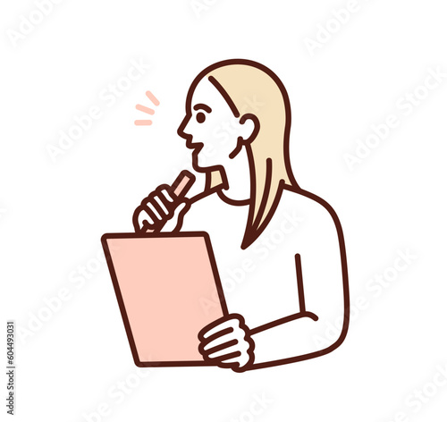 発見！アイデアが閃いた女性のベクターイラスト素材。