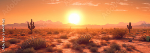 sunset over the desert field