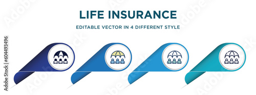life insurance icon in 4 different styles such as filled, color, glyph, colorful, lineal color. set of vector for web, mobile, ui