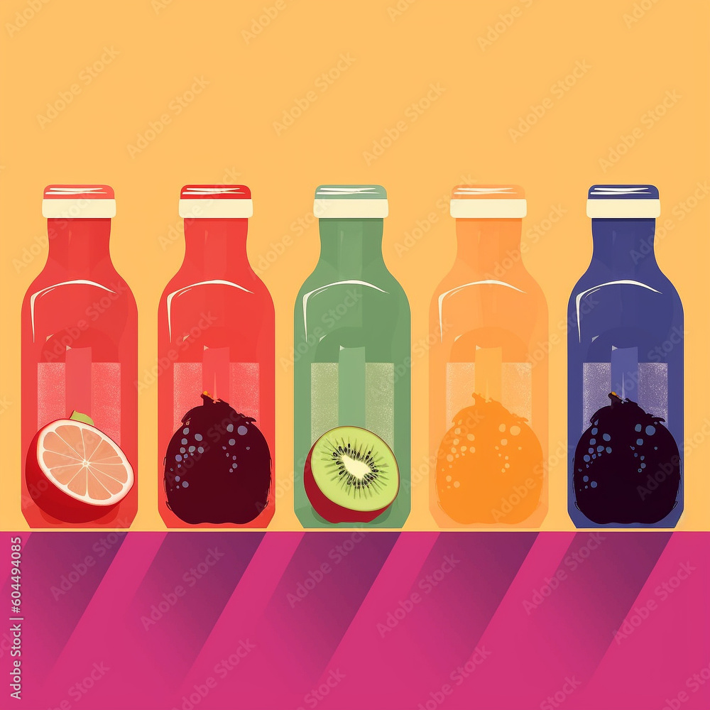 modern pop art glass bottles for advertising, illustration, generative ai modern pop art glass bottles for advertising, illustration, generative ai