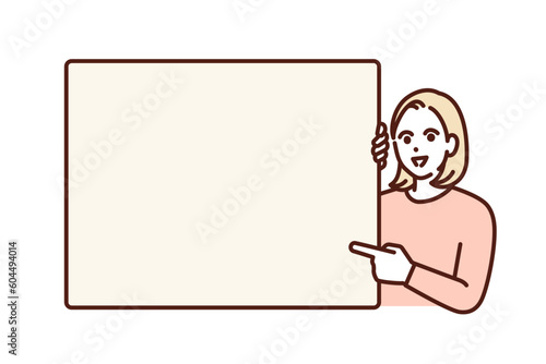 人差し指で指を指す。ワンポイントアドバイスを送る女性講師のイラスト素材。