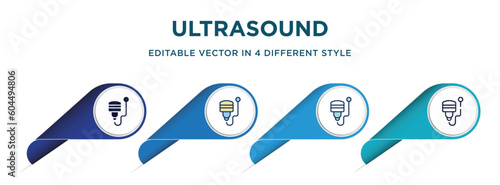 ultrasound icon in 4 different styles such as filled, color, glyph, colorful, lineal color. set of vector for web, mobile, ui