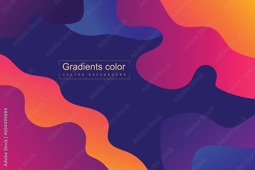 Vivid blue colorful gradient rainbow abstract background. Vector horizontal template for digital landing page