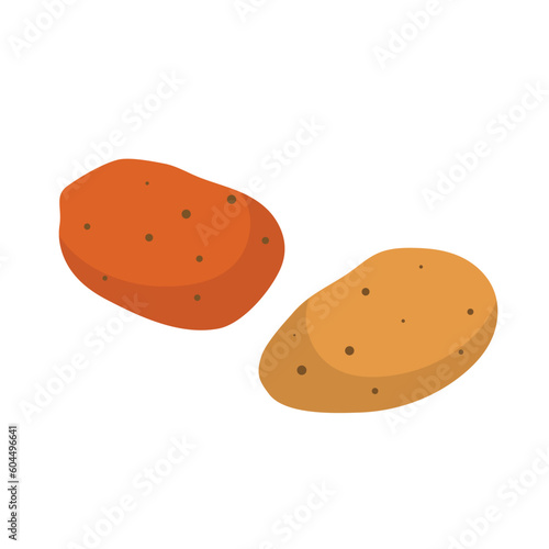 Vector product icon vegetable white potato. Light tubers of potatoes of different shapes and sizes. Potato illustration in flat minimalism style.