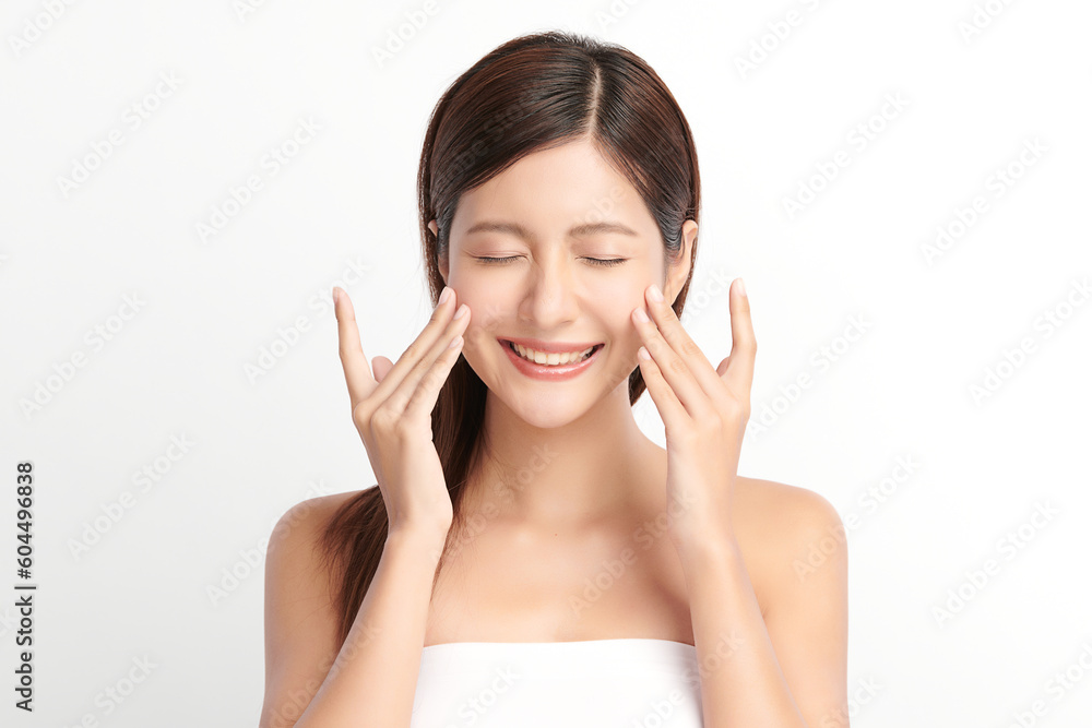 Beautiful young asian woman with clean fresh skin on white background, Face care, Facial treatment, Cosmetology, beauty and spa, Asian women portrait. Beautiful young asian woman with clean fresh skin on white background, Face care, Facial treatment, Cosmetology, beauty and spa, Asian women portrait.