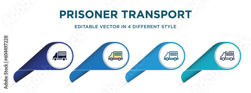 prisoner transport vehicle icon in 4 different styles such as filled, color, glyph, colorful, lineal color. set of vector for web, mobile, ui
