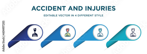 accident and injuries icon in 4 different styles such as filled, color, glyph, colorful, lineal color. set of vector for web, mobile, ui