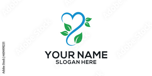 leaf love logo design vector