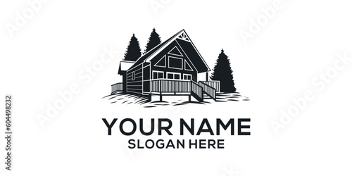 Vector logo design template. Design concept for real estate agencies, hotels, cottages rent.