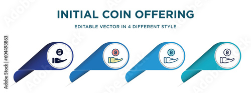 initial coin offering icon in 4 different styles such as filled, color, glyph, colorful, lineal color. set of vector for web, mobile, ui