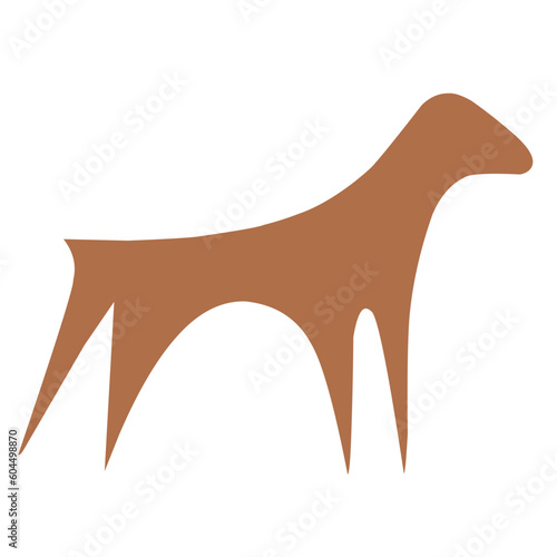 Stylised real kazakh petroglyphs of animals and hunters with pattern