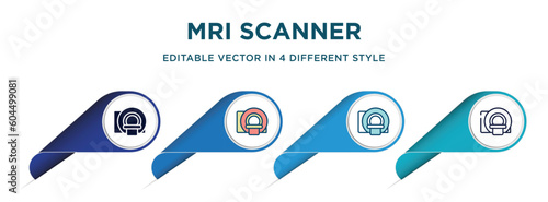 mri scanner icon in 4 different styles such as filled, color, glyph, colorful, lineal color. set of vector for web, mobile, ui