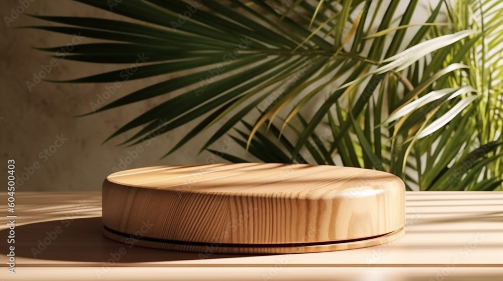 Beautiful wood grain round wood podium dish in sunlight. Beautiful wood grain round wood podium dish in sunlight.