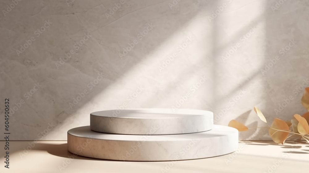 Clean smooth minimal modern white round stone podium. Clean smooth minimal modern white round stone podium.