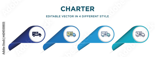 charter icon in 4 different styles such as filled, color, glyph, colorful, lineal color. set of vector for web, mobile, ui