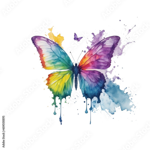 rainbow butterfly on white background © TEERA