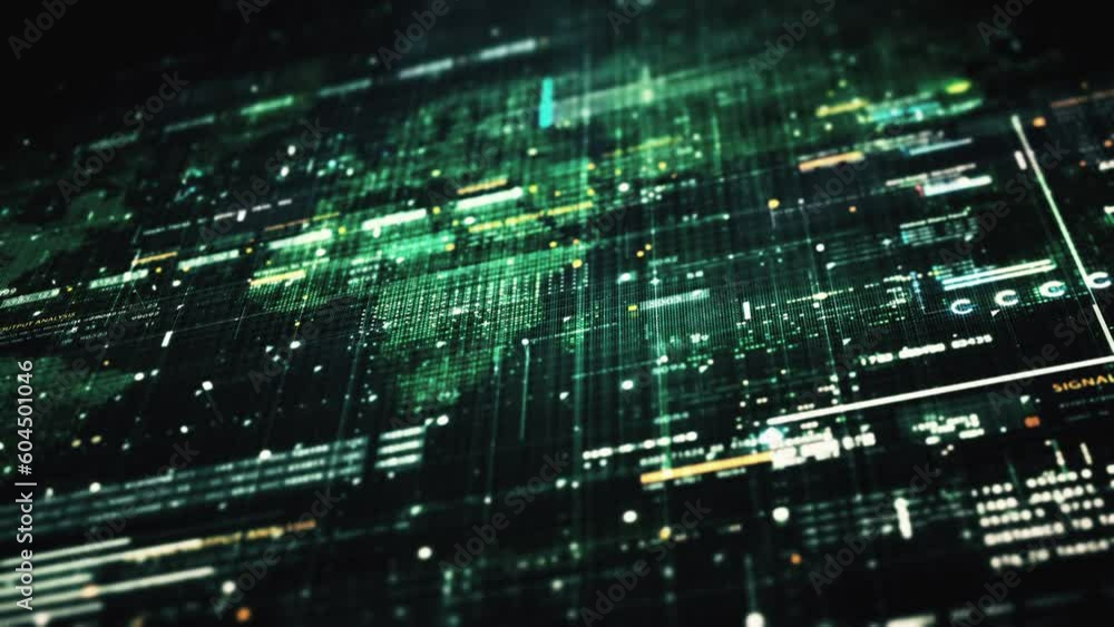 Advance data matrix, telemetry and encrypt numbers simulation user interface display in cyber space abstract de-focus environment background Advance data matrix, telemetry and encrypt numbers simulation user interface display in cyber space abstract de-focus environment background