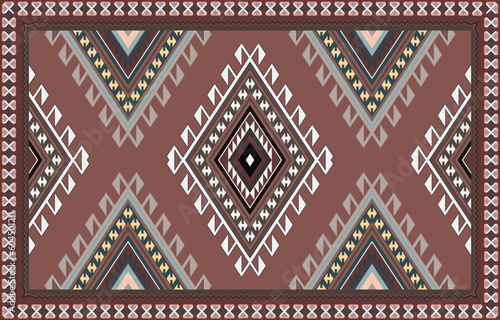 Colorful ornamental vector design for rug, tapis, yoga mat. Geometric ethnic clipart. Arabian ornamental carpet with decorative elements.Persian carpet